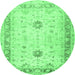 Round Oriental Emerald Green Traditional Rug, tr3020emgrn