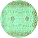 Round Oriental Turquoise Traditional Rug, tr3020turq