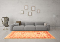 Machine Washable Oriental Orange Traditional Rug, wshtr3020org