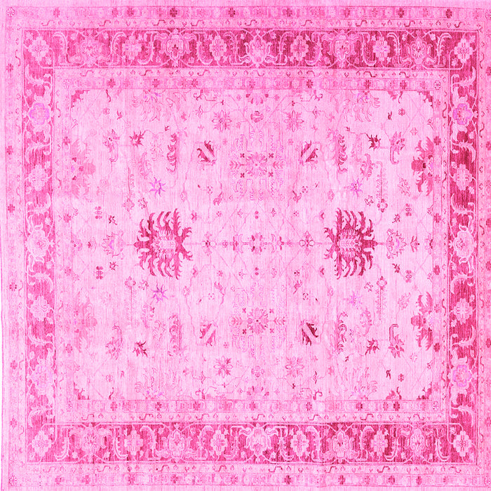 Square Machine Washable Oriental Pink Traditional Rug, wshtr3020pnk