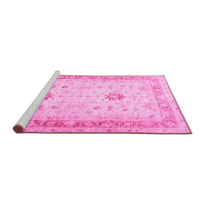Sideview of Machine Washable Oriental Pink Traditional Rug, wshtr3020pnk