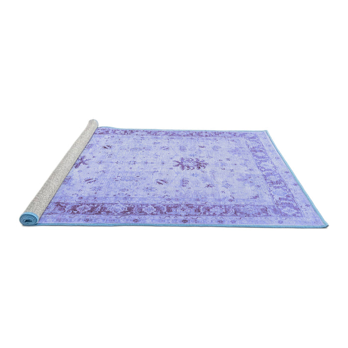 Sideview of Machine Washable Oriental Blue Traditional Rug, wshtr3020blu