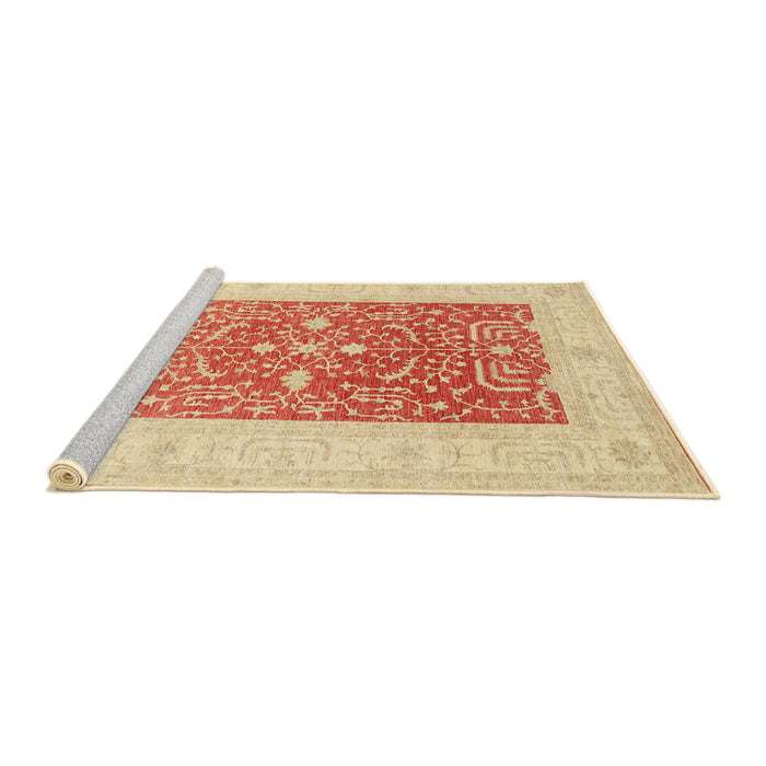 Sideview of Machine Washable Traditional Sun Yellow Rug, wshtr3021
