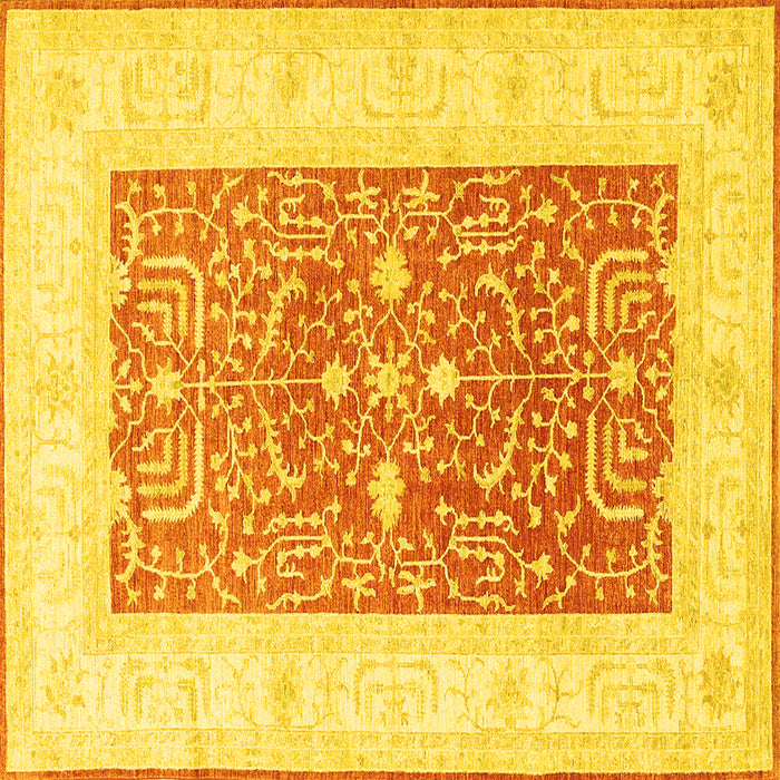 Square Machine Washable Oriental Yellow Traditional Rug, wshtr3021yw