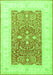 Serging Thickness of Machine Washable Oriental Green Traditional Area Rugs, wshtr3021grn