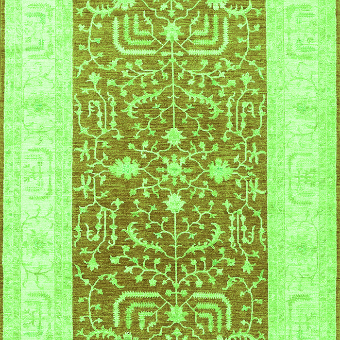 Serging Thickness of Machine Washable Oriental Green Traditional Area Rugs, wshtr3021grn