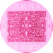 Round Oriental Pink Traditional Rug, tr3021pnk