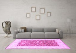 Machine Washable Oriental Purple Traditional Area Rugs in a Living Room, wshtr3021pur