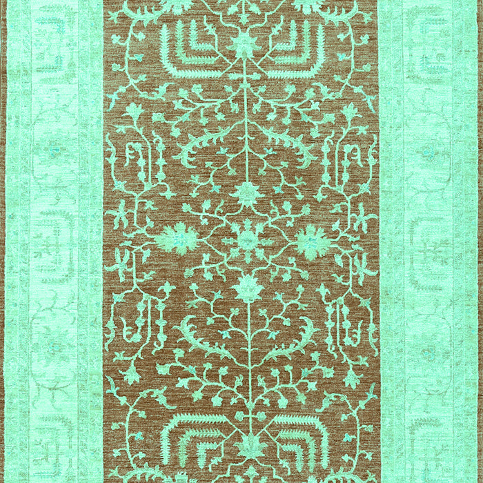 Machine Washable Oriental Turquoise Traditional Area Rugs, wshtr3021turq