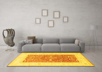 Machine Washable Oriental Yellow Traditional Rug, wshtr3021yw