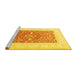 Sideview of Machine Washable Oriental Yellow Traditional Rug, wshtr3021yw