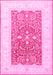 Machine Washable Oriental Pink Traditional Rug, wshtr3021pnk