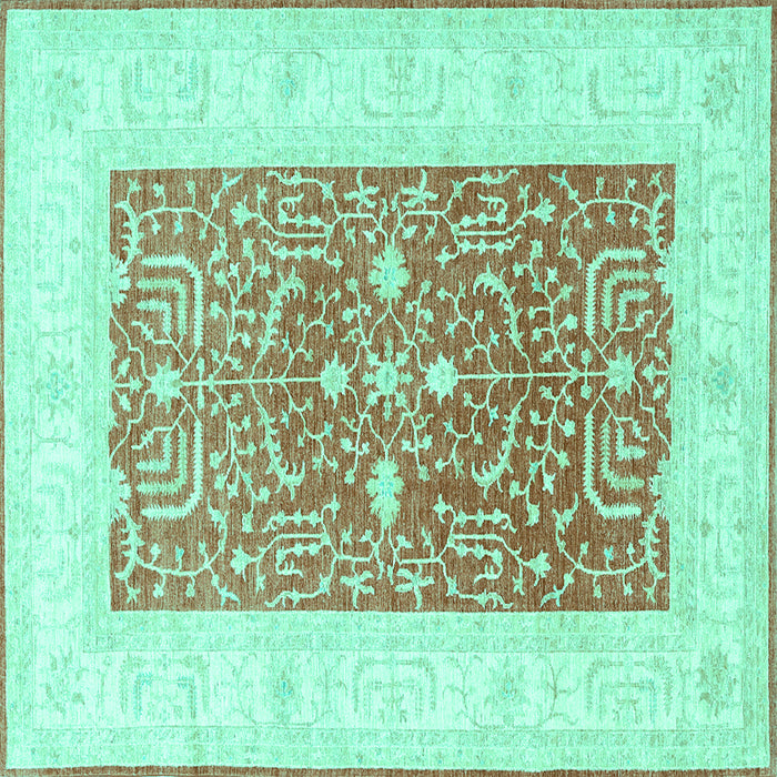 Square Machine Washable Oriental Turquoise Traditional Area Rugs, wshtr3021turq