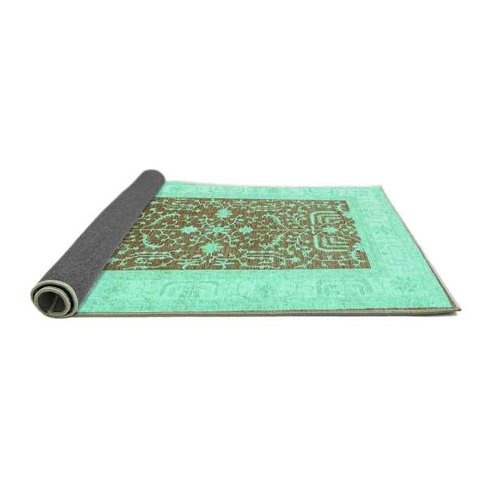 Sideview of Oriental Turquoise Traditional Rug, tr3021turq