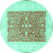 Round Oriental Turquoise Traditional Rug, tr3021turq