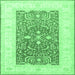 Square Oriental Emerald Green Traditional Rug, tr3021emgrn