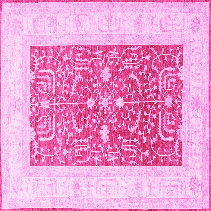 Square Machine Washable Oriental Pink Traditional Rug, wshtr3021pnk