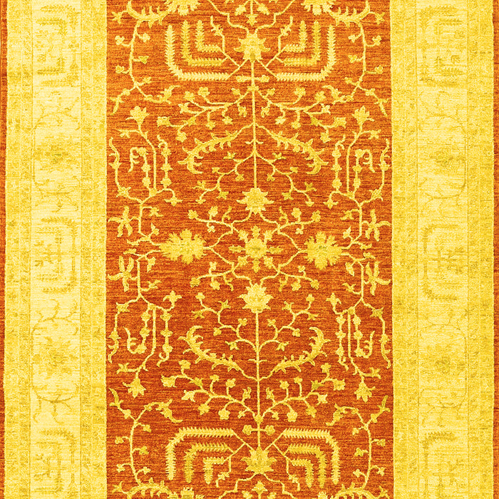 Machine Washable Oriental Yellow Traditional Rug, wshtr3021yw