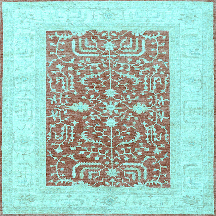 Square Machine Washable Oriental Light Blue Traditional Rug, wshtr3021lblu