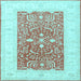 Square Oriental Light Blue Traditional Rug, tr3021lblu