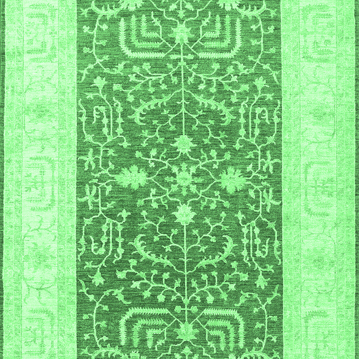 Machine Washable Oriental Emerald Green Traditional Area Rugs, wshtr3021emgrn