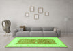 Machine Washable Oriental Green Traditional Area Rugs in a Living Room,, wshtr3021grn