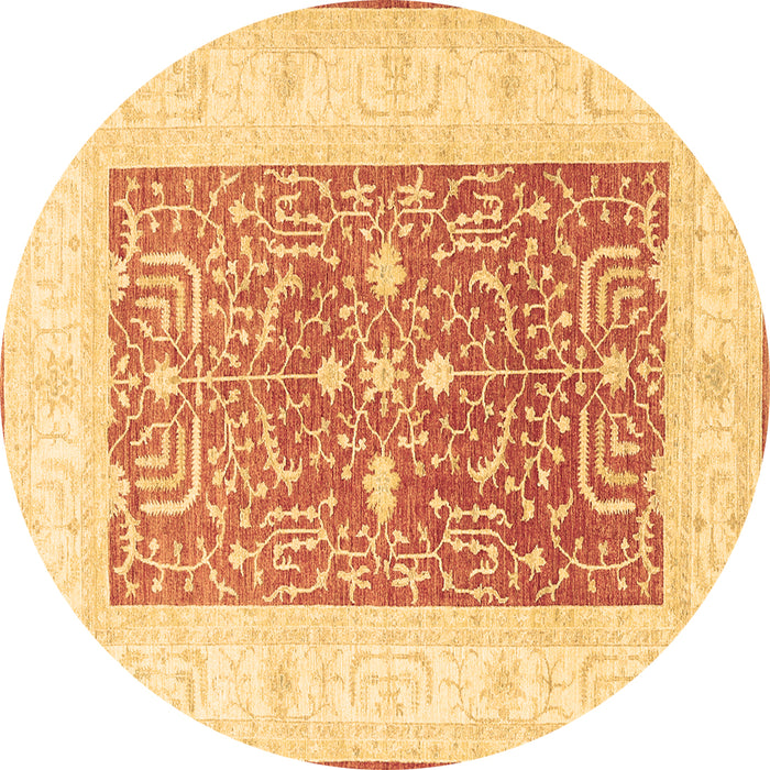 Round Machine Washable Oriental Brown Traditional Rug, wshtr3021brn