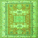 Round Machine Washable Geometric Green Traditional Area Rugs, wshtr3022grn