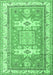 Machine Washable Geometric Emerald Green Traditional Area Rugs, wshtr3022emgrn