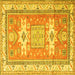 Square Geometric Yellow Traditional Rug, tr3022yw