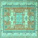 Square Geometric Turquoise Traditional Rug, tr3022turq