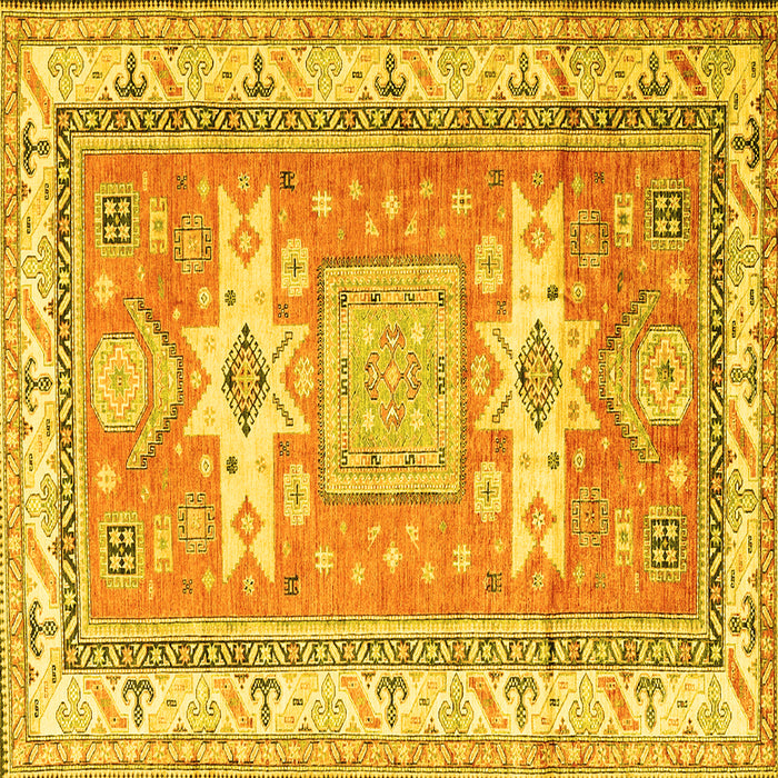 Square Machine Washable Geometric Yellow Traditional Rug, wshtr3022yw