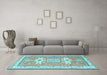 Machine Washable Geometric Light Blue Traditional Rug in a Living Room, wshtr3022lblu