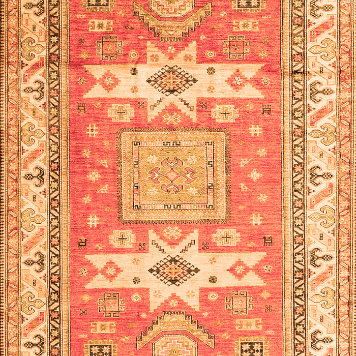 Serging Thickness of Machine Washable Geometric Orange Traditional Area Rugs, wshtr3022org