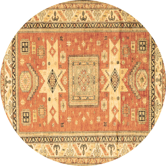 Round Machine Washable Geometric Brown Traditional Rug, wshtr3022brn