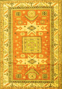 Geometric Yellow Traditional Rug, tr3022yw