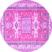 Round Geometric Purple Traditional Rug, tr3022pur