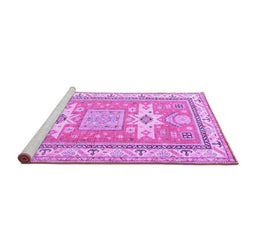 Sideview of Machine Washable Geometric Purple Traditional Area Rugs, wshtr3022pur
