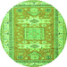 Square Geometric Green Traditional Rug, tr3022grn