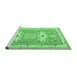 Sideview of Machine Washable Geometric Emerald Green Traditional Area Rugs, wshtr3022emgrn