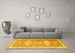 Machine Washable Geometric Yellow Traditional Rug in a Living Room, wshtr3022yw