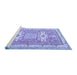 Sideview of Machine Washable Geometric Blue Traditional Rug, wshtr3022blu