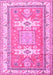 Machine Washable Geometric Pink Traditional Rug, wshtr3022pnk