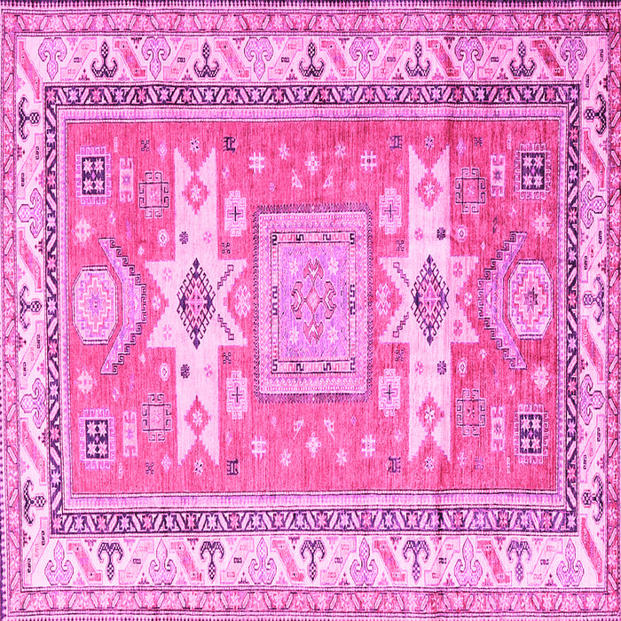 Square Machine Washable Geometric Pink Traditional Rug, wshtr3022pnk