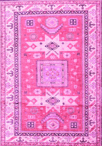 Geometric Pink Traditional Rug, tr3022pnk