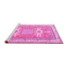 Sideview of Machine Washable Geometric Pink Traditional Rug, wshtr3022pnk