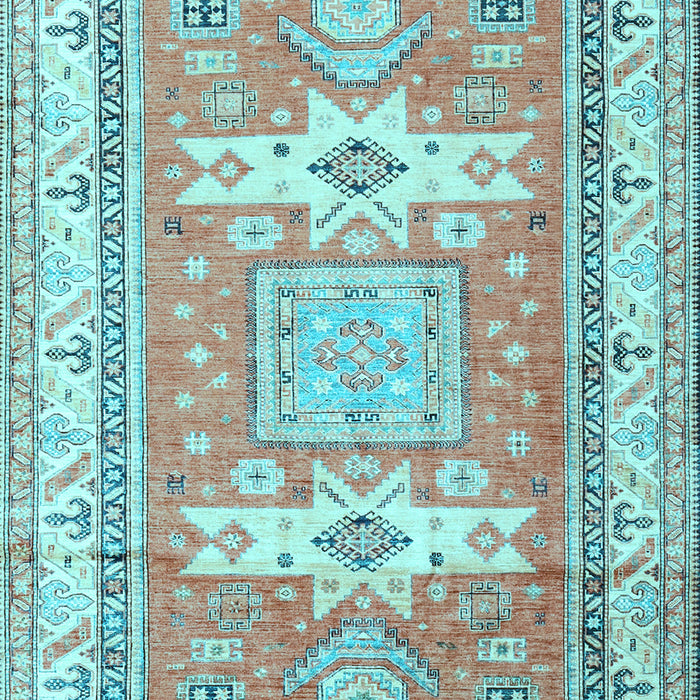 Machine Washable Geometric Light Blue Traditional Rug, wshtr3022lblu