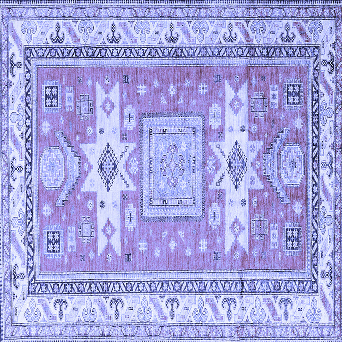 Square Machine Washable Geometric Blue Traditional Rug, wshtr3022blu