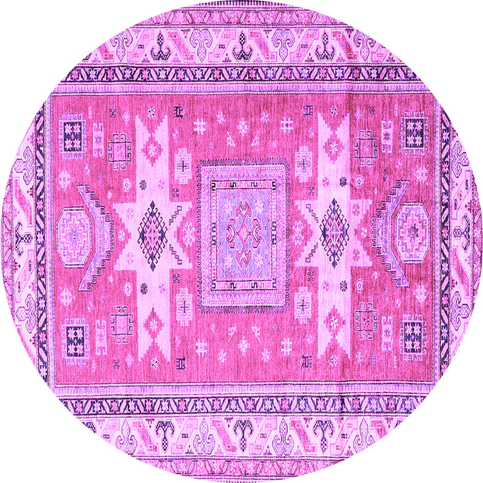 Round Machine Washable Geometric Purple Traditional Area Rugs, wshtr3022pur