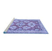 Sideview of Machine Washable Geometric Blue Traditional Rug, wshtr3023blu